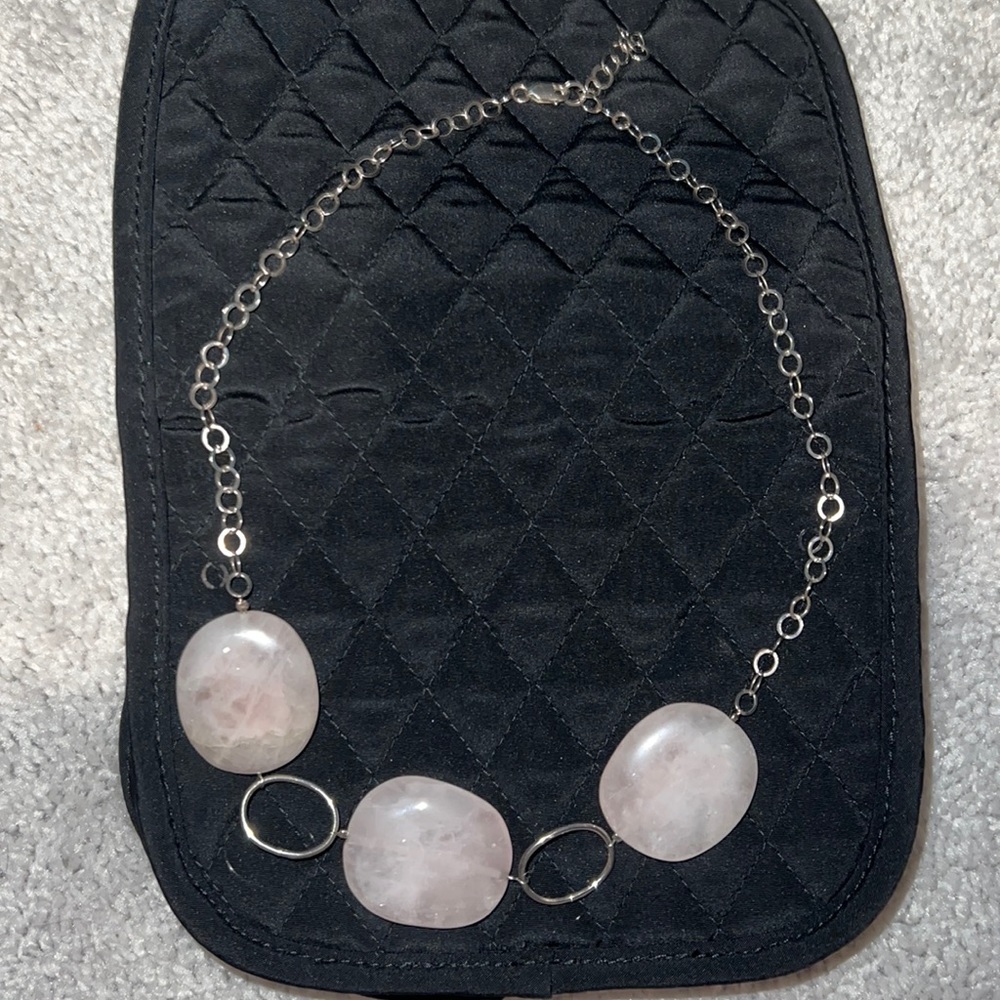 Sterling Silver and Rose Quartz Statement Necklace